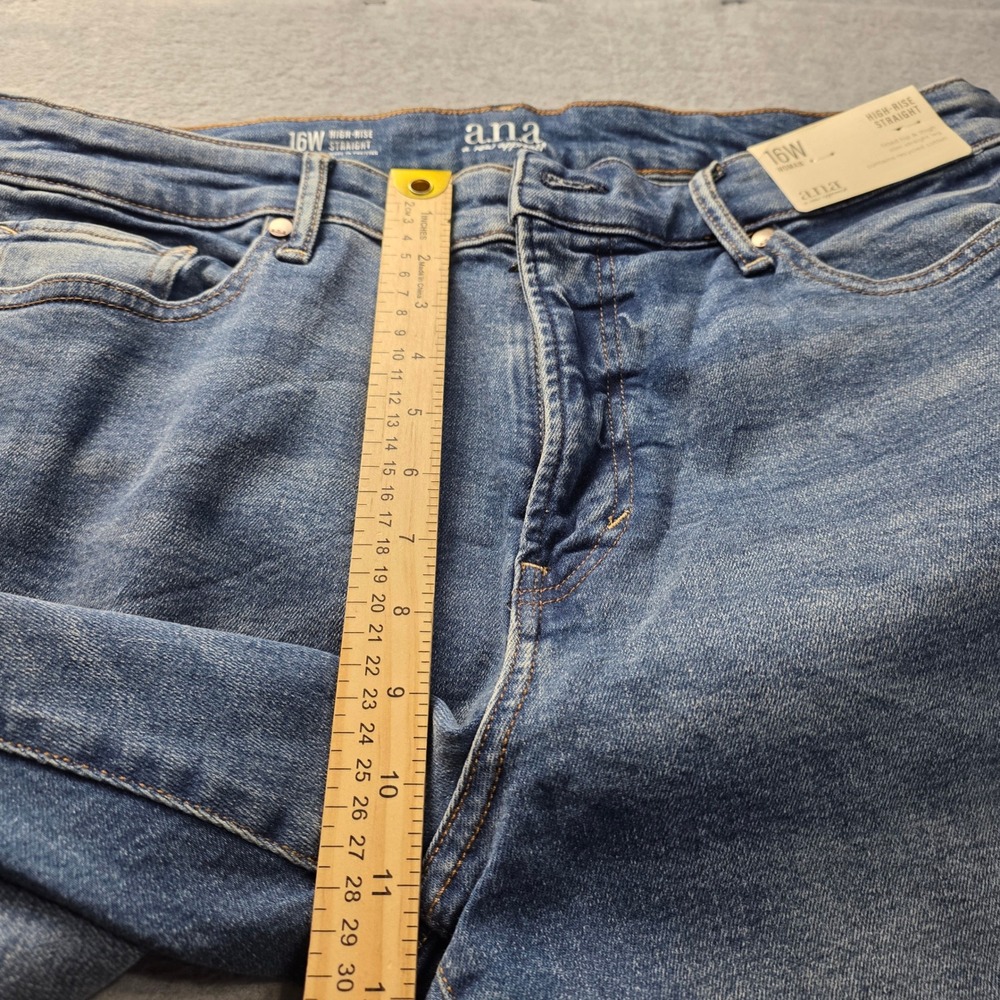 a.n.a High Rise Straight Leg Jeans Womens 16W Raw Hem Recycled Cotton - Picture 7 of 11